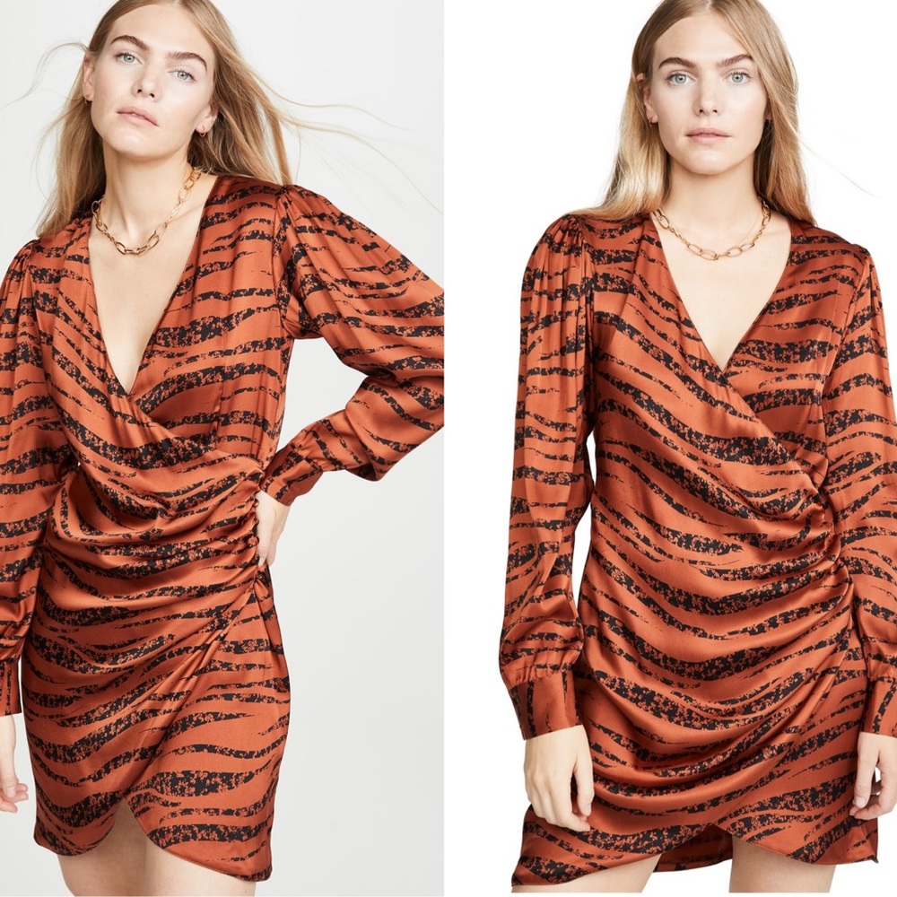 Anine Bing Penelope Mini Dress Zebra Orange Large